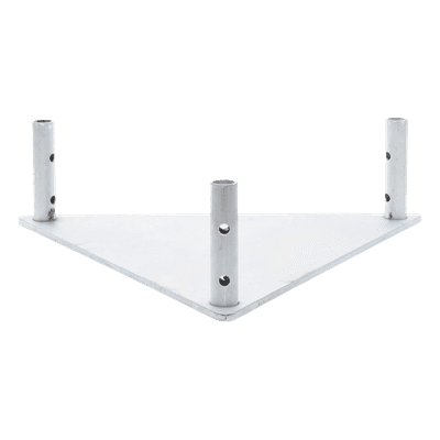 Base Triangular para Torre / Placa Acero 1/4' / Niple 3/4' Galvanizado / Peso 6 kg / Compatible STZ45