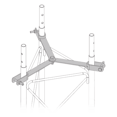 Brida de Sujeción para Retenida / Diseño Delta con Apoyo Central / Galvanizado Electrolítico / Tornillería Grado 5 / Compatible STZ35