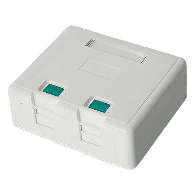 Caja de Pared / 2 Puertos Keystone / UL 94V-0 / Montaje Superficial Vertical / Incluye Kit de Herramientas