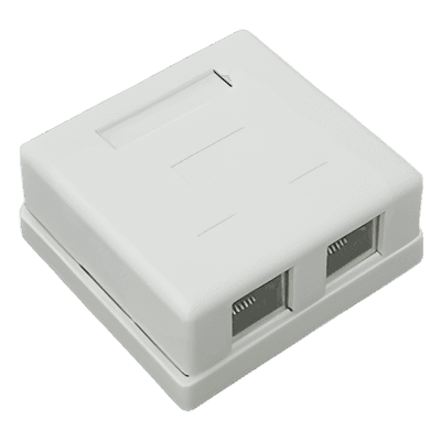 Caja de Pared / 2 Puertos RJ45 / Cat5e STP / T568A-B / UL 94V-0
