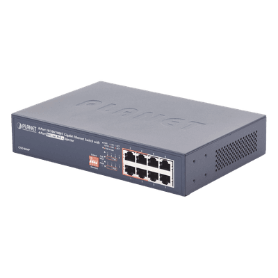 Switch PoE no Administrable, 8 Puertos 10/100/1000 Mbps con 4 Puertos PoE 802.3af/at, Modo Extender Hasta 250 mts