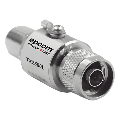 Protector de Línea Coaxial, tipo tubo de gas y paso de C.D., para 0-2.5 GHz, 750W y 0.2 dB de Perdida por Inserción