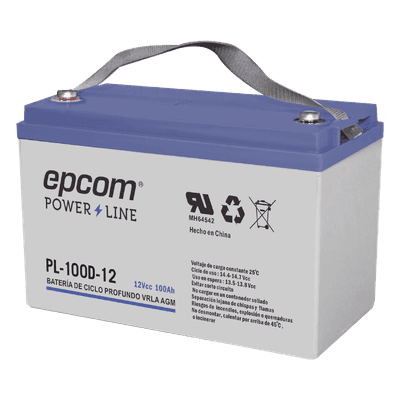 Acumulador EPCOM 12V, 100Ah Tecnología VRLA AGM Ciclo Profundo para Aplicaciones Fotovoltaicas terminales tipo M6 ( HEX )