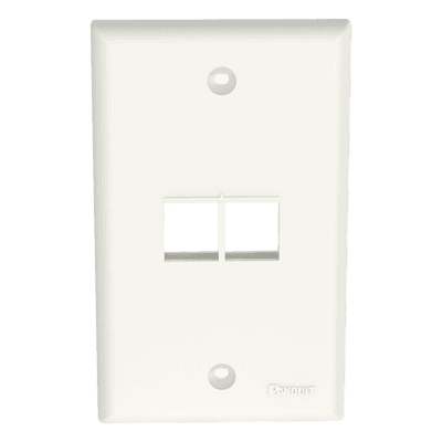 Placa de Pared Vertical / 2 Puertos Keystone / Diseño Plano / 69.8 x 114.3 mm / Blanco Mate