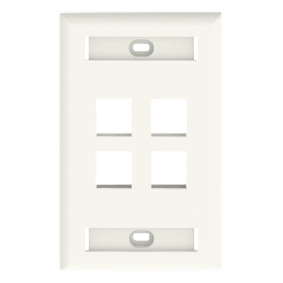 Placa de Pared Vertical / 4 Puertos Keystone / 69.8 x 114.3 mm / 2.75 x 4.5 pulg. / Con Espacios para Etiquetas / Color Marfil