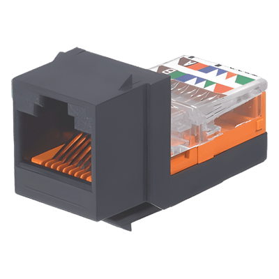 Conector Jack Keystone / Cat 5e / RJ45 / 8P8C / Leadframe / T568A/B / Sin Blindaje / 1 Puerto / Negro
