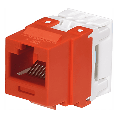 Conector Jack / Categoría 6 / Clase E / Terminación 110 / T568A/B / Keystone / 1 Puerto / Sin Blindaje / Color Rojo