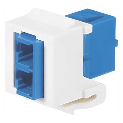 Módulo Acoplador LC Duplex / Fibra Monomodo OS1/OS2 / Tipo Keystone / Cerámica Zirconia / Blanco Mate