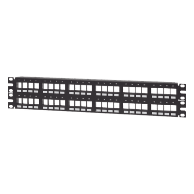 Panel de Parcheo Modular Keystone / 48 Puertos / 2UR / 19" / Numerado / Plano Negro