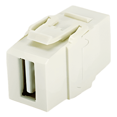 Módulo Acoplador USB 2.0 / Keystone / Hembra a Hembra / Blanco Mate / 1 Espacio Modular