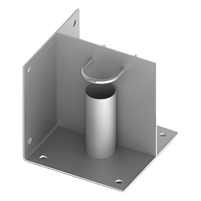 Base de Montaje para Mástil de 2" / Acero Galvanizado / Instalación en Piso o Esquina / Compatible con Mástiles SLM-15
