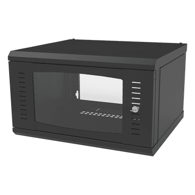 Gabinete para Montaje en Pared, con Puerta de Cristal Templado, Cuerpo Fijo, con 6 Unidades de Rack, de 19in, Fabricado en Acero