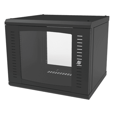 Gabinete para Montaje en Pared Fijo, con 9 Unidades de Rack, de 19in, Puerta de Cristal Templado, Fabricado en Acero