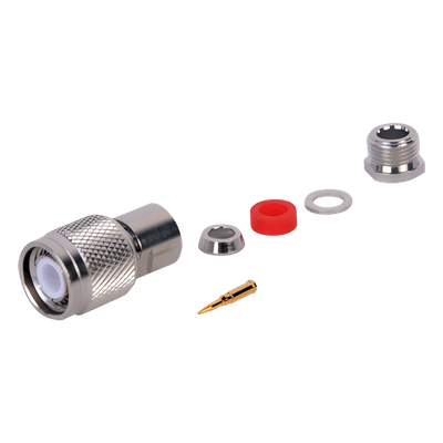 Conector TNC Macho / Rosca Izquierda / Bronce Niquelado / Teflón / RG-58/U, RG-142/U