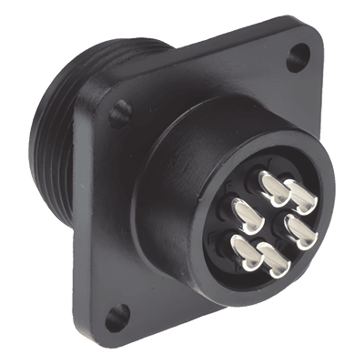 Conector Hembra Circular / 6 Terminales / Aluminio / -55°C a +125°C / Acoplamiento Roscado / 1.8 pies