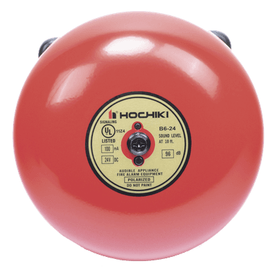 Campana de alarma de incendio / 6 pulgadas (0.5 pies) / 24 VCD / 96 dB / UL listado / Uso exterior / Montaje en caja 4 pulgadas