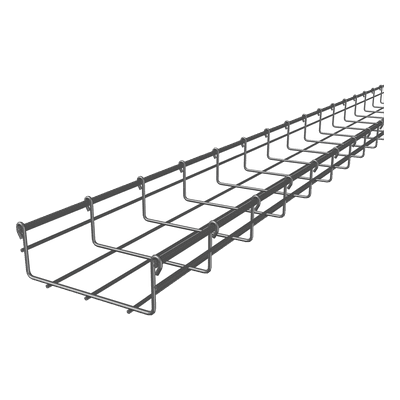 Charola Tipo Malla / 54 mm Peralte / 150 mm Ancho / 3 m Longitud / Electro Zinc 15-20 micras / 129 Cables Cat6 / 9.84 pies