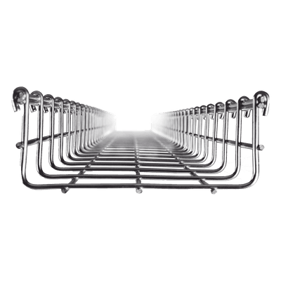 Charola tipo malla / 66 mm peralte / 150 mm ancho / 3 m tramo / Electro zinc / 158 cables Cat6 / 9.84 pies