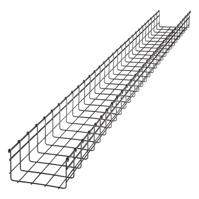 Charola tipo malla / 105 mm peralte / 200 mm ancho / 3 m tramo / 334 cables Cat6 / Electro zinc