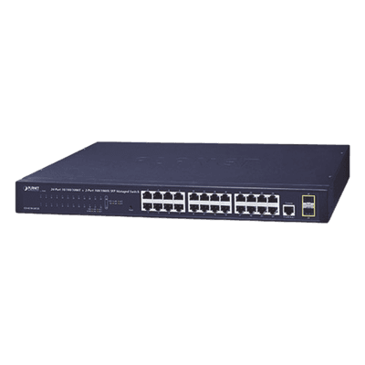Switch Administrable Capa 2 / 24 Puertos Gigabit RJ45 / 2 Puertos SFP 100/1000X / 52 Gbps / 1U Rack / 17.5 x 8.15 x 1.77 in
