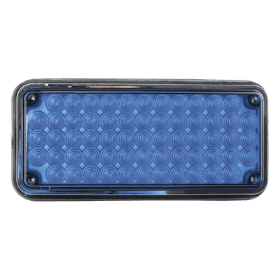 Luz de Advertencia LED / 66 LED / 7x3" / 12 VCC / 10 Patrones de Destello / Montaje Permanente / Color Azul