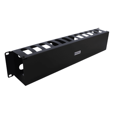 Organizador de Cables Horizontal / 19" / 2UR / Acero Calibre 18 / Tapa PVC / 2.52' (30.24 in) de Profundidad
