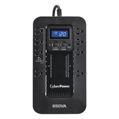 UPS de 650 VA/390 W, Topología Standby con Modo Ahorrador ECO, Entrada 120 Vca NEMA 5-15P, Con 8 Tomas NEMA 5-15R