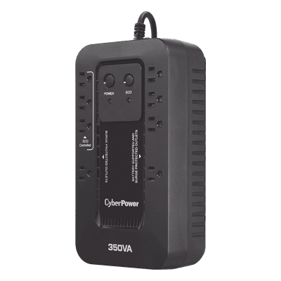 UPS de 350 VA/255 W, Topología Standby con Modo Ahorrador ECO, Entrada 120 Vca NEMA 5-15P, Con 8 Tomas NEMA 5-15R