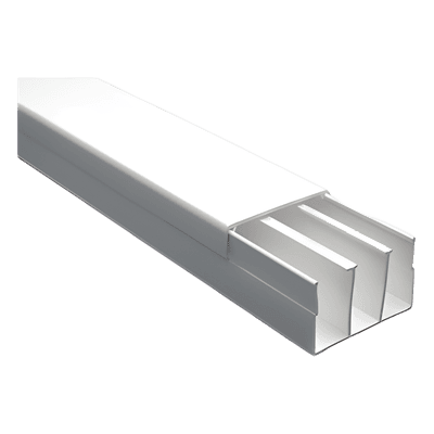 Canaleta con tapa / PVC autoextinguible / 40 x 62 mm / 2.5 m (8.2 ft) / Blanco / NOM-001-SEDE-2005