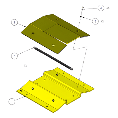 Espaciador para Kits de Picos / 31" w x 3" h x 12.25" d (787 x 76 x 311 mm) / Acero Galvanizado / Cinta Reflectante / Compatible con Barreras 1603-180 y 1603-380