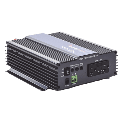 Inversor de Onda Pura / 600W / Entrada 24 Vcc / Salida 120 Vca / 2 Canales NEMA 5-20R GFCI / 10.83 x 9.37 x 3.23 pulgadas