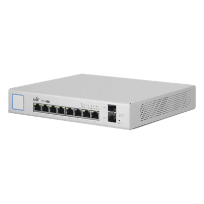 Switch UniFi Administrable de 8 Puertos Gigabit PoE+ 802.3at/af y PoE Pasivo 24V.