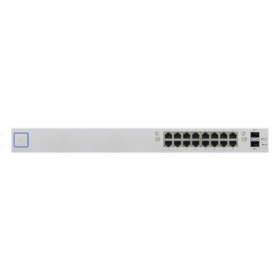 Switch UniFi administrable de 18 puertos (16 Gibabit PoE+ 802.3at/af y pasivo 24V + 2 SFP) 150 Watts