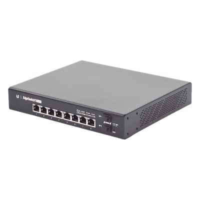 Switch EdgeMAX Administrable de 8 Puertos Gigabit con PoE+/PoE Pasivo 24V + 2 Puertos SFP, 150 W