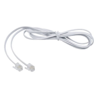 Cable Telefónico RJ11 / Plano / UTP Cat5e / 2 Pares / 1.5 m (4.92 ft) / Blanco