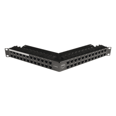 Patch Panel / Blindado / Cat 6A / 48 Puertos / 1U / Angulado / PoE+