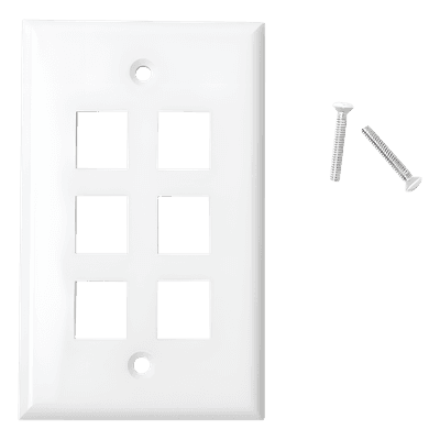 Placa de Pared / 6 Puertos / Keystone / Montaje Vertical / 70 x 115 mm / 2.75' x 4.52' / UL CE ETL