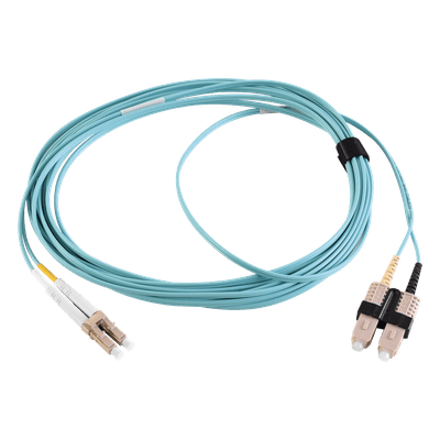 Jumper de Fibra Óptica Multimodo 50/125 OM3 / LC-SC Duplex / OFNR / Aqua / 1 Metro (3.28 Pies)