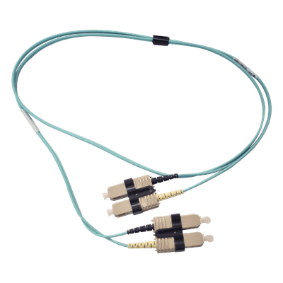 Jumper de Fibra Óptica Multimodo / 50/125 OM3 / SC-SC Duplex / OFNR / Aqua / 1 Metro (3.28 Pies)