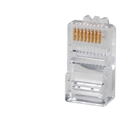 Plug RJ45 Cat5e, Para Cable UTP Calibre 22 a 26 AWG, Chapado en Oro de 50 Micras
