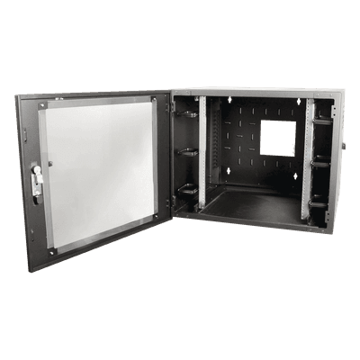 Gabinete de Pared Estándar de 19in, Abatible, de 12 UR, 610 mm de Profundidad, Color Negro