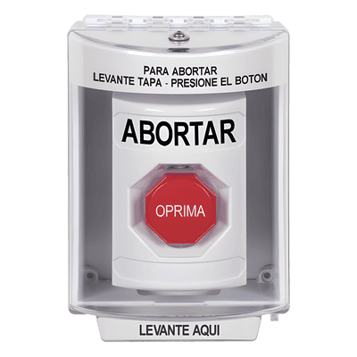Botón de Abortar con Bocina / Tapa de Policarbonato Resistente / Restablecimiento con Llave / UL/cUL/ADA / Interior/Exterior