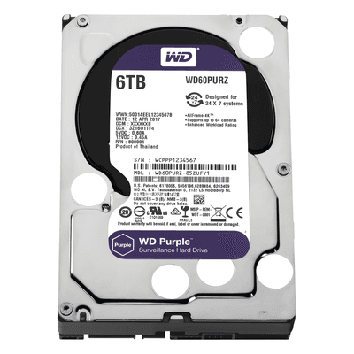Disco Duro PURPLE de 6TB / 3 AÑOS DE GARANTÍA / Para Videovigilancia