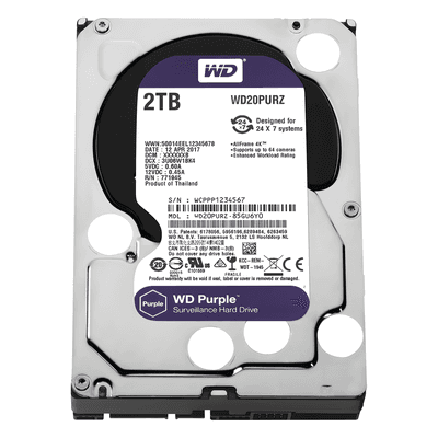 Disco Duro PURPLE de 2TB / 3 AÑOS DE GARANTÍA / Para Videovigilancia