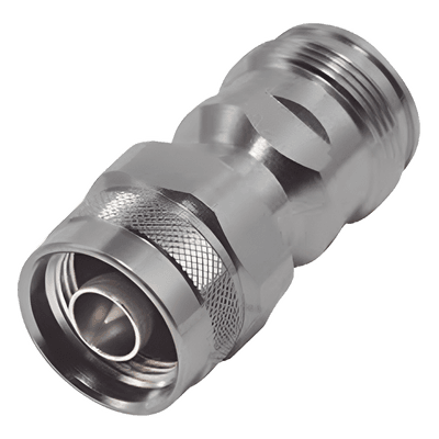 Adaptador RF en Línea / 4.3-10 Hembra a N Macho / 50 Ohm / 5,500 MHz / VSWR 1.10:1 / PIM -160 dBc