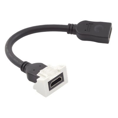 Adaptador HDMI con Pigtail Hembra-Hembra, Para Vídeo 720, 1080p, 4K UHD Compatible con Faceplates MAX Siemon de 2 Salidas, Color Blanco