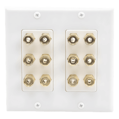 Placa de Pared para Altavoces / 12 Postes Tipo Banana / 6 Canales / Conectores Chapados en Oro / Instalación sin Soldadura