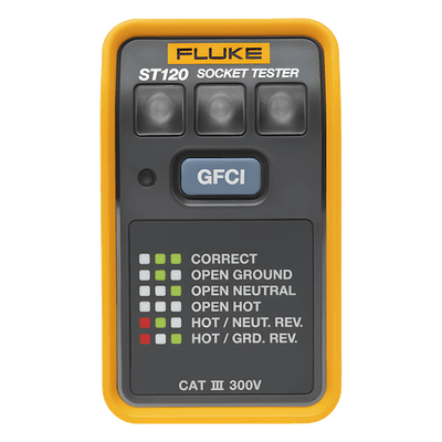 Probador de Tomacorriente / Identificación de 6 Estados de Cableado / LEDs de Alto Brillo / Prueba GFCI / CAT III 300V