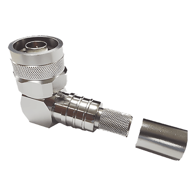 Conector Coaxial N Macho / Ángulo Recto / Plegable Hex. / Pin Cautivo / 50 Ohm / RG8-LMR400-CNT400