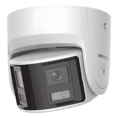 [FlexVu] [PROTECCIÓN ACTIVA] Turret IP Panorámica 4 Megapíxel / 2 Lentes 2.8 mm (180°) / Imagen a Color 24/7 (ColorVu) / PoE / WDR 130° / IP67 / ACUSENSE / Luz Estroboscópica y Alarma Audible / 30 mts Luz Blanca / Mic